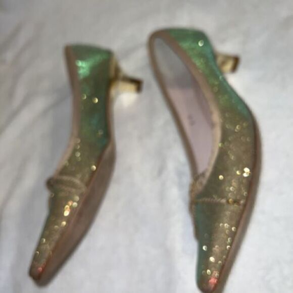 Paul Mayer Attitudes Womens Gold Sparkle Gold Kitten Heel Pumps Shoes Size 9.5 - Picture 4 of 9